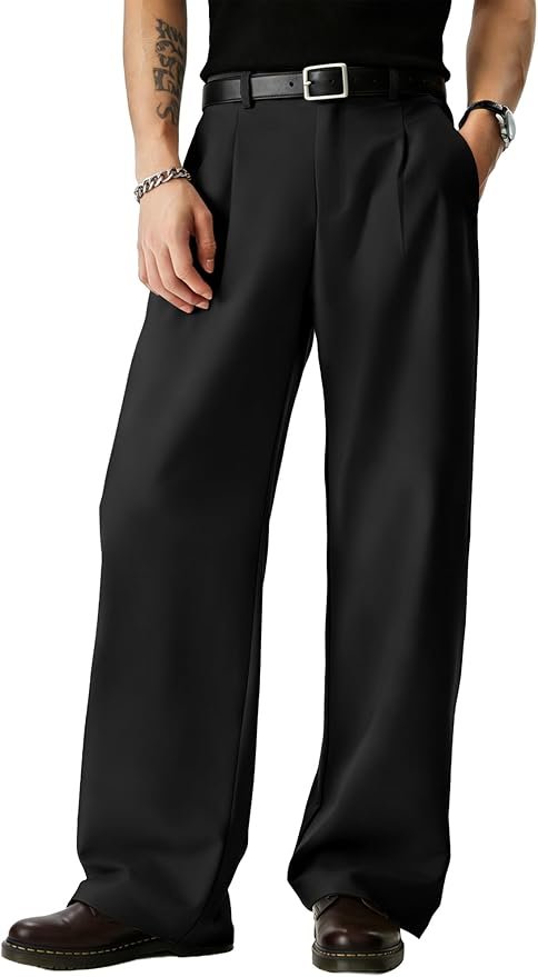 JMIERR Mens Baggy Wide Leg Dress Pants