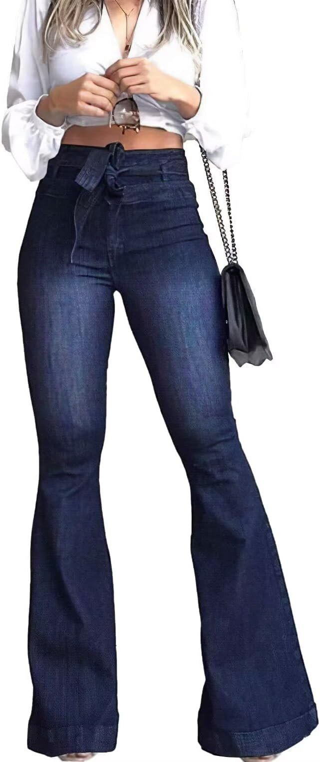 KDF High Waisted Flare Jeans with Belt